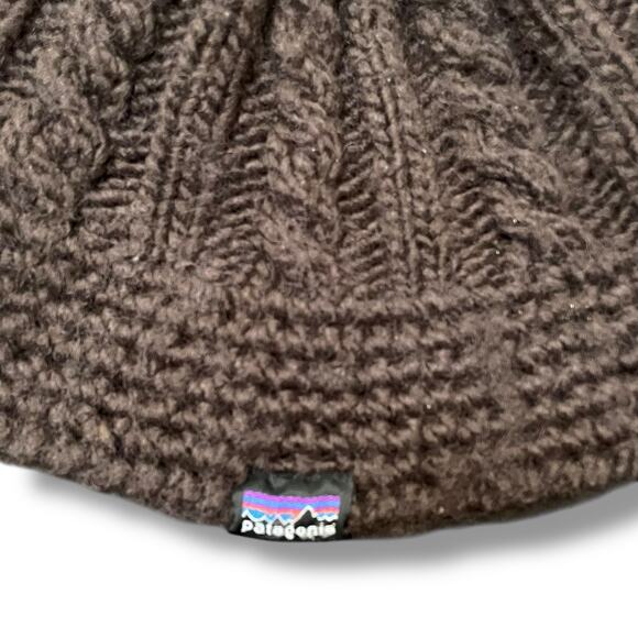 Patagonia Wool Blend Beanie Hat Brown Cable Knit Crochet Skull Cap 29045 Unisex - Picture 3 of 12